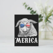 Carte Postale Sheep Merica 4 juillet Farmer Drapeau américain US (Debout devant)