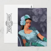 Carte Postale Sheila - 1940s Evening Wear in Turquoise and Blue (Devant / Derrière)