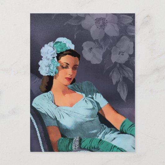Carte Postale Sheila - 1940s Evening Wear in Turquoise and Blue (Devant)