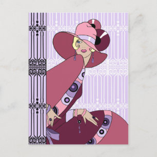 Carte Postale Shelby, 1930s Lady in Lavender and Wine