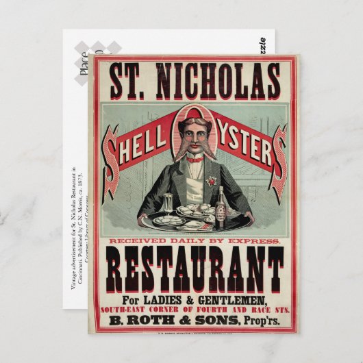 Carte Postale Shell Oysters Vintage Advertisement (Devant / Derrière)