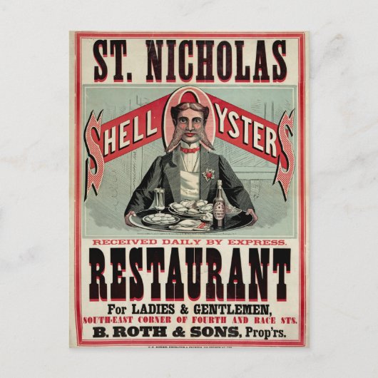 Carte Postale Shell Oysters Vintage Advertisement (Devant)