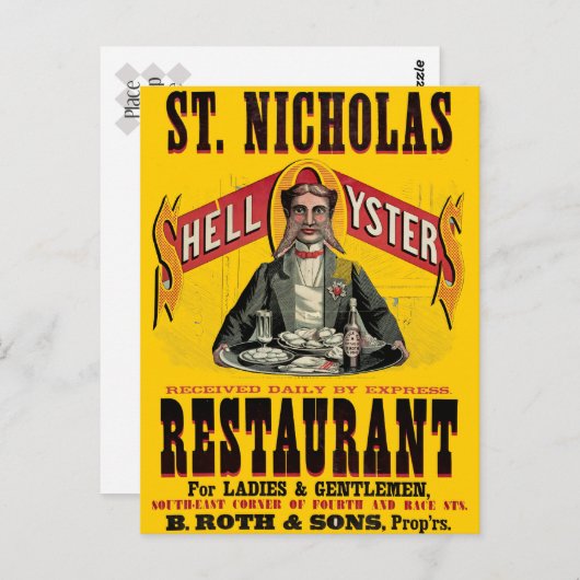 Carte Postale Shell Oysters Vintage Advertisement (Devant / Derrière)