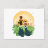Carte Postale Sheltie Dog and Boy Walk in Sunset (Devant)