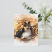 Carte Postale Sheltie Shetland Sheepdog Art Peinture (Debout devant)