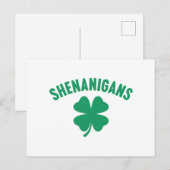 Carte Postale Shenanigans Shamrock Saint-Patrick Rétro (Devant / Derrière)