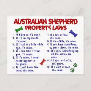 Carte Postale SHEPHERD AUSTRALIEN Lois sur la propriété 2