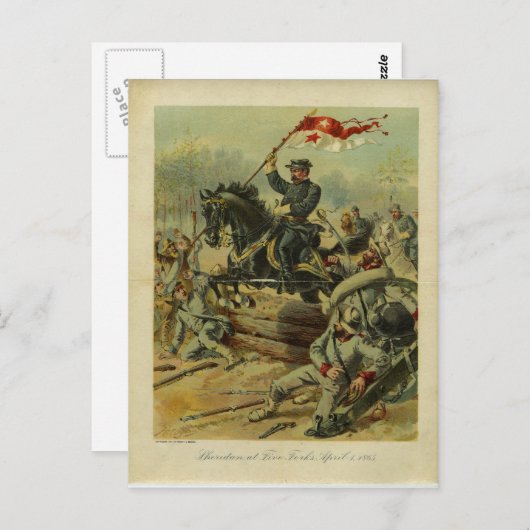 Carte Postale Sheridan à Five Forks par H.A. Ogden (Devant / Derrière)