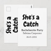 Carte Postale She's a catch bachelorette party name date simple  (Devant / Derrière)