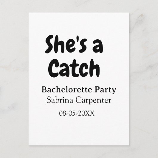 Carte Postale She's a catch bachelorette party name date simple  (Devant)