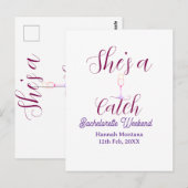 Carte Postale She's a catch champagne bottle bachelorette weeken (Devant / Derrière)