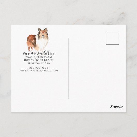 Carte postale Shetland Sheepdog Moving Faire-part (Dos)