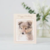 Carte Postale Shetland Sheepdog Puppy Peinture Chien original ar (Debout devant)