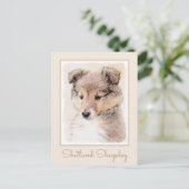 Carte Postale Shetland Sheepdog Puppy Peinture Chien original ar (Debout devant)