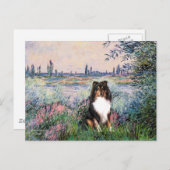 Carte Postale Shetland Sheepdog (Tri) - Sur la Seine (Devant / Derrière)