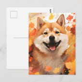 Carte Postale Shiba Inu Action de grâce d'automne  (Devant / Derrière)