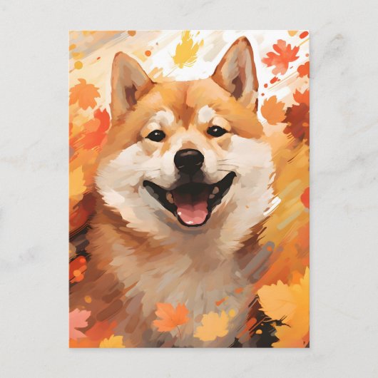 Carte Postale Shiba Inu Action de grâce d'automne  (Devant)