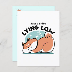 Carte Postale Shiba Inu Art : Juste un Shiba Lying Low