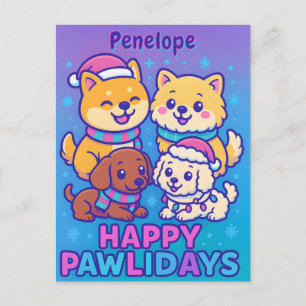 Carte Postale Shiba Inu Caniche Teckel Festif
