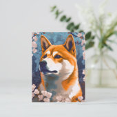 Carte Postale Shiba Inu Cherry Blossoms Chien Art (Debout devant)
