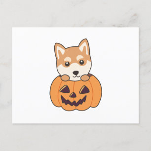 Carte Postale Shiba Inu En Chiens Doux Citrouille Joyeux Hallowe
