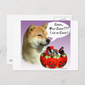 Carte Postale Shiba Inu Halloween Candy (Devant / Derrière)