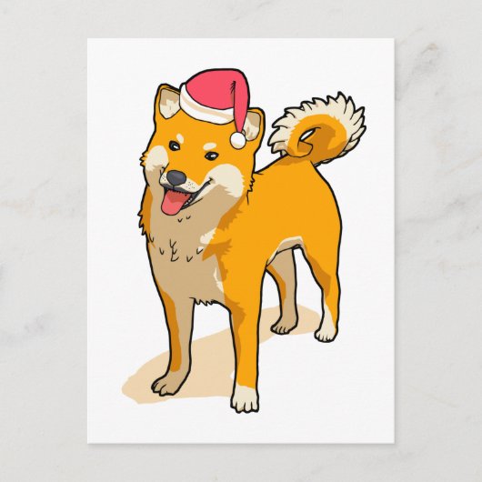 Carte Postale Shiba Inu Santa Claus Chien Noël (Devant)