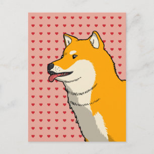Carte Postale Shiba Love rose