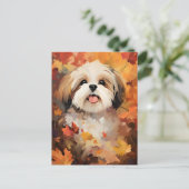 Carte Postale Shih Tzu automne Action de grâce  (Debout devant)
