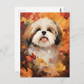 Carte Postale Shih Tzu automne Action de grâce  (Devant / Derrière)