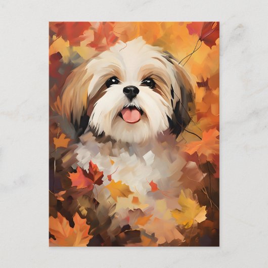 Carte Postale Shih Tzu automne Action de grâce  (Devant)
