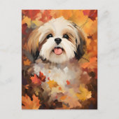 Carte Postale Shih Tzu Automne Thanksgiving (Devant)