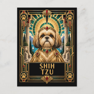 Carte Postale Shih Tzu, Chien Art Déco