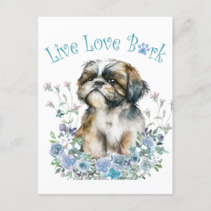 Carte Postale Shih Tzu Chien Maman Florale