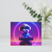 Carte Postale Shih Tzu Jouant du Piano (Debout devant)