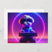 Carte Postale Shih Tzu Jouant du Piano (Devant / Derrière)