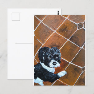 Carte Postale Shih Tzu sur Terrace Peinture d'Alfred Fox
