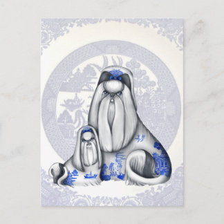 Carte postale Shih Tzus Blue Willow