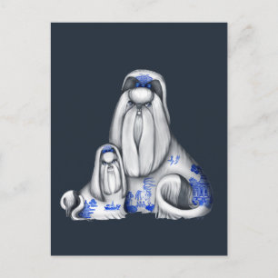 Carte postale Shih Tzus Blue Willow