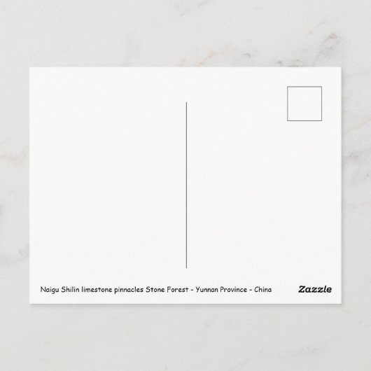 Carte Postale Shilin pinnacles Forêt de pierre - Yunnan, Chine,  (Dos)