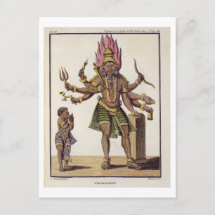 Carte Postale Shiva comme Virapatren, Seigneur avec le mal formé