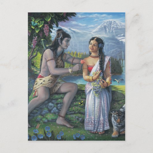 Carte Postale Shiva et Parvati - Le couple tout Auspicious (Devant)
