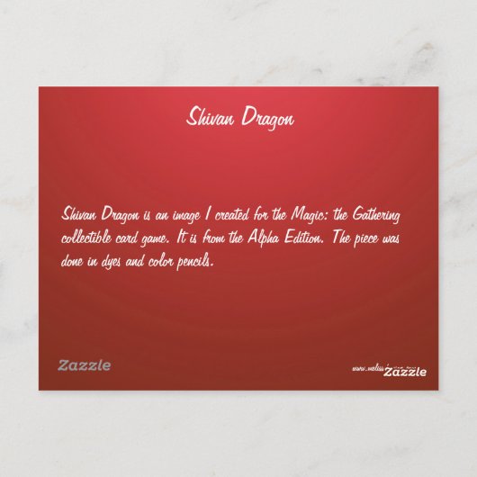 Carte Postale Shivan Dragon (Dos)