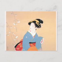 Shoen Uemura 上村松園 桜 春 着物 女性 舞妓 芸者 日本画 美人画 浮世絵 青
