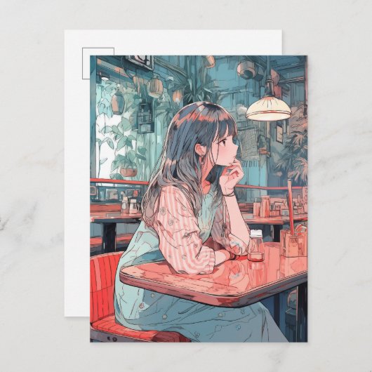 Carte Postale 【SHOP限定イラスト】カフェで待ち合わせ｜寿司娘GenerativeAI (Devant / Derrière)