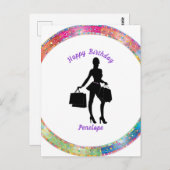 Carte Postale Shopaholic Glam Anniversaire (Devant / Derrière)