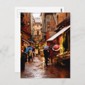 Carte Postale Shopping dans la pluie (Devant / Derrière)