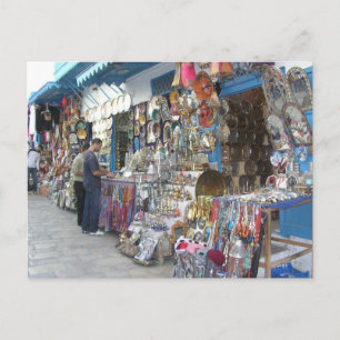 Carte Postale shopping dans un bazar en Tunisie