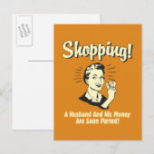 Carte Postale Shopping : Le mari et son argent (Devant / Derrière)