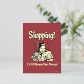 Carte Postale Shopping : moins cher que la thérapie (Debout devant)